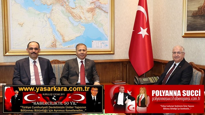 Millî Savunma Bakanımız Yaşar GÜLER, İçişleri Bakanımız Ali YERLİKAYA ve Millî İstihbarat Teşkilatı Başkanımız İbrahim KALIN, Millî Savunma Bakanlığımızda Bir Araya Geldi