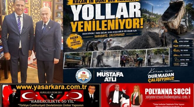 İlçenin Reisİ Mustafa ATLI, “Halka Hizmet Hakka Hizmet” Anlayışıyla, Kozanlı Vatandaşımıza Layıkıyla Hizmet Verebilmenin En Önemlilerinden Birisi Olan “Yolları Yeniliyor” ve Yapılan Her Bir Hizmet Vatandaş Tarafından Önemle ve Takdirle Karşılanıyor…